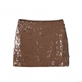 Women's Sequin Mini Skirt Sexy Bodycon Hip-Hugging Skirt Coffee Dark Brown Polyester Sparkly Party Clubwear Evening High Waist Skirt For Women