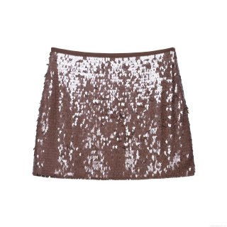 Women's Sexy Sequin Mini Skirt High Waist Hip-Hugging Bodycon Skirt For Party Club Night Out Coffee Brown Sparkly Short Skirt Slim Fit Fashion Streetwear