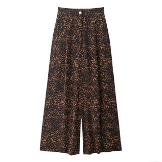 Women's Fashion Leopard Print Wide Leg Pants High Waist Casual Straight Animal Print Polyester Long Trousers Streetwear Versatile Bottoms