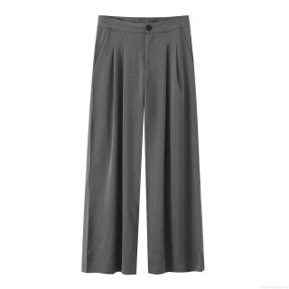 Women's High Waisted Wide Leg Suit Pants Casual Loose Straight Trousers For Work Office Daily Fashion Polyester Trousers Grey