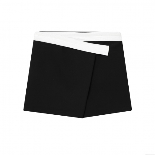 Women's High Waist Colorblock Skorts Polyester Spandex Contrast Black White Patchwork Shorts Skirt Summer Fashion Casual Mini Bottoms for Lady