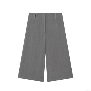 Women's High Waist Wide Leg Shorts Solid Grey Polyester Ice Hemp Fabric Loose Casual Office Minimalist Sweet Style Summer Bottoms Fashion Shorts