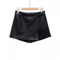 Women Sexy Black PU Leather Mini Skirt High Waist Side Slit Bodycon Skort Fashion Slim Fit Short Skirts For Party Clubwear