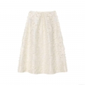 Women's Elegant Creamy White Tassel A-Line Skirt High Waist Feather Texture Mid-Length Skirt For Party Daily Fashion Casual Skirts Polyester Skirts