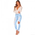 Women's High Stretch Ripped Skinny Jeans High Waisted Distressed Denim Pencil Pants Cotton Viscose Blend Slim Fit Long Trousers For Women Casual Streetwear