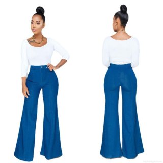 Women's High Waist Flare Jeans Stretchy Denim Bell Bottom Pants Slim Fit Wide Leg Streetwear Casual Vintage Trousers Fashion Y2K Style Denim Pants
