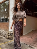Trendy Leopard Print Mesh Fishtail Maxi Skirt Sexy Ins Streetwear Summer High Waist Slim Fit Long Skirt for Women Fashionable Elegant Bottom