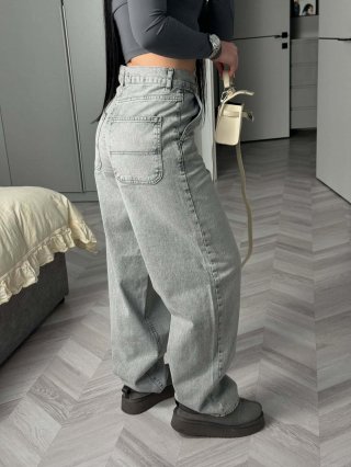 American Vintage Washed High Waisted Flare Jeans Women 100% Cotton Denim Wide Leg Floor Length Trousers Streetwear Sexy Hot Girl Pants Grey