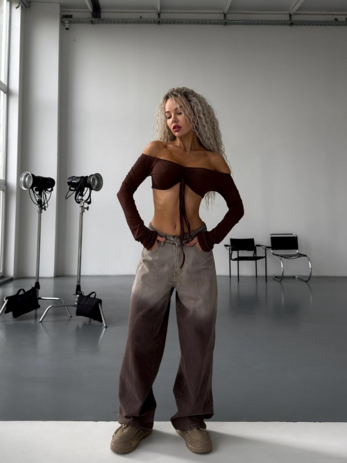 Women's High Waist Wide Leg Jeans Gradient Washed Distressed Denim Trousers Vintage Streetwear Casual Loose Pants For Women