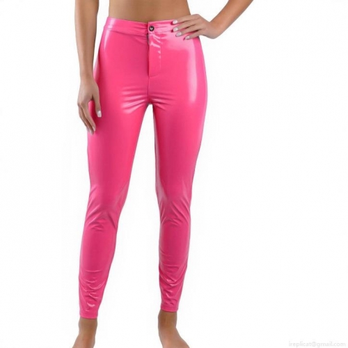 Women's High Waist Patent Leather Pants Sexy Shiny PU Leather Tight Pencil Trousers Streetwear Clubwear Party Slim Leggings