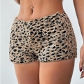 Sexy Leopard Print Sequin Hot Pants Low Waist Slim Fit Booty Shorts For Women Party Club Nightwear Polyester Spandex Short Trousers