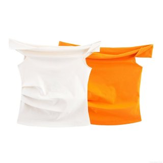 Women's Sexy Off-The-Shoulder Sleeveless Asymmetric Twisted Knot Top Slim Fit Solid Color Polyester Short Crop Top For Summer Party Ladies Clothing