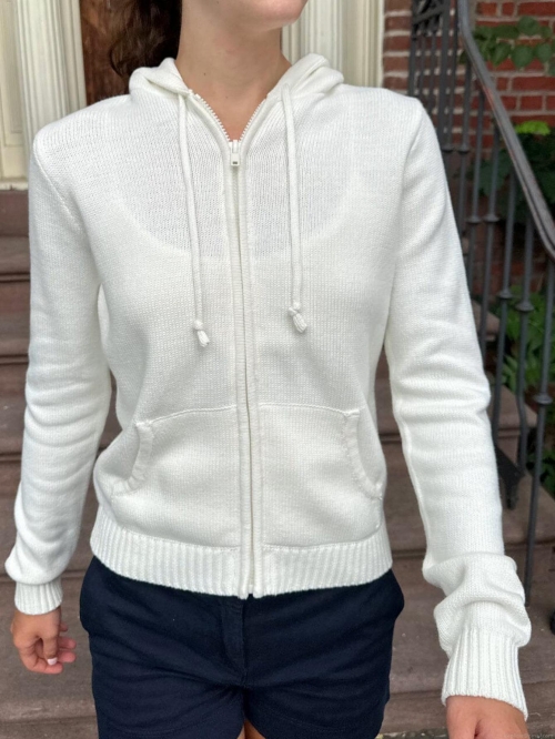 Women's Knitted Zip Up Hoodie Long Sleeve Viscose Blend Sweatshirt Solid Color Hooded Cardigan Jacket With Pockets Casual Autumn Winter Streetwear For Women