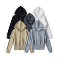 Women's Casual Solid Zip Up Hoodie Long Sleeve Hooded Sweatshirt With Kangaroo Pockets Ribbed Trim Polyester Cotton Blend Streetwear For Autumn Winter