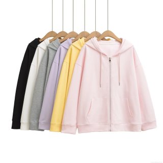 Women's Casual Oversized Zip Up Hoodie Jacket Solid Color Polyester Knitted Long Sleeve Hooded Sweatshirt With Pockets Streetwear Outerwear For Autumn Winter