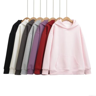 Women's Solid Color Hooded Sweatshirt Loose Fit Polyester Long Sleeve Pullover With Kangaroo Pocket Streetwear Fashion Hoodie For Daily Wear Women