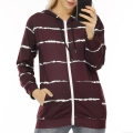 Women's Casual Stripe Print Zip-up Hoodie Sweatshirt Loose Long Sleeve Hooded Jacket Coat For Autumn Winter Daily Wear