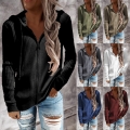 Women's Zip Up Hoodie Sweater Casual Ribbed Knit Cardigan Long Sleeve Drawstring Hood Loose Fit Cotton Blend Jacket For Autumn Winter Daily Wear
