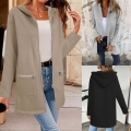 Women's Plus Size Hooded Jacket Long Sleeve Zip Up Hoodie Solid Color Autumn Winter Casual Warm Sweatshirt Coat With Pockets