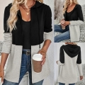 Women's Casual Color Block Hooded Sweatshirt Jacket Zip Up Long Sleeve Hoodie For Autumn Winter Fashion Comfortable Patchwork Outerwear