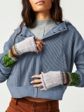 Women's Casual Waffle Knit Zip Up Hooded Sweatshirt Cropped Loose Long Sleeve Jacket Hoodie Outerwear Daily Leisure Fashion Tops