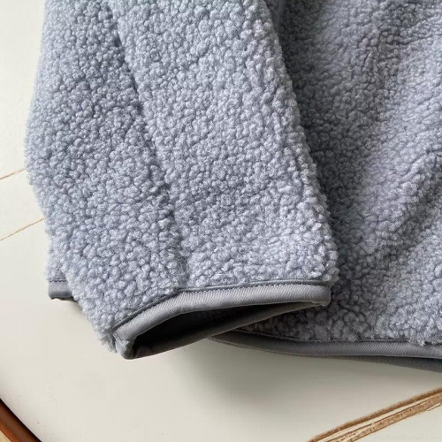 Women's Fashion Faux Lamb Wool Hooded Zipper Jacket Casual Polar Fleece Cardigan Winter Warm Solid Color Long Sleeve Coat With Pockets