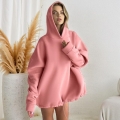 Women's Casual Oversized Hooded Hoodie Loose Solid Color Long Sleeve Sweatshirt With Drawstring Hem For Autumn Winter Comfort