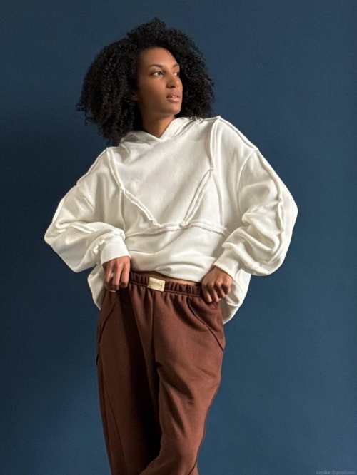 Women's Y2K Streetwear Hoodie 100% Cotton Solid Color Hooded Sweatshirt Bra-Stitched Detail Oversized Pullover Top For Spring Autumn Fashion