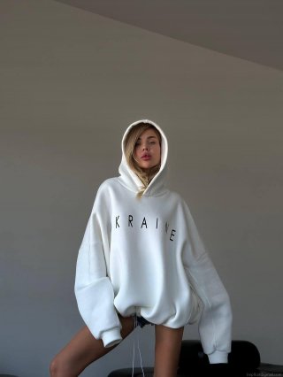 Women's Oversized Hooded Sweatshirt 100% Cotton Letter Ukraine Print Long Sleeve Pullover Streetwear Casual Hoodie For Autumn Winter