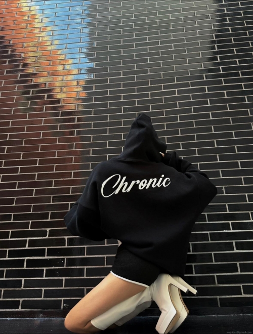 Women's Oversized Hoodie 100% Cotton Half-Zip Pullover Letter Print Chronic Graphic Long Sleeve Streetwear Sweatshirt Autumn Winter Warm Top Loose Fit Casual Style Hooded Outerwear