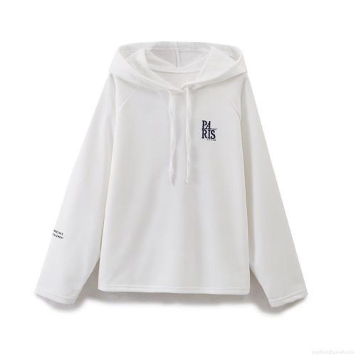 Women's Casual Letter Embroidery Hoodie Paris 75018 Long Sleeve Drawstring Hooded Pullover Streetwear Winter Autumn Cotton Polyester Blend Soft Warm Sweatshirt Top
