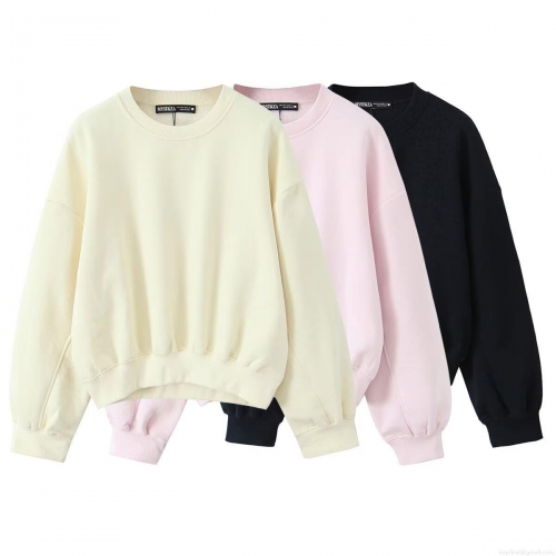 Women's Oversized Solid Color Crew Neck Sweatshirt Casual Long Sleeve Polyester Blend Pullover Loose Fit Streetwear Fashion Autumn Winter Top