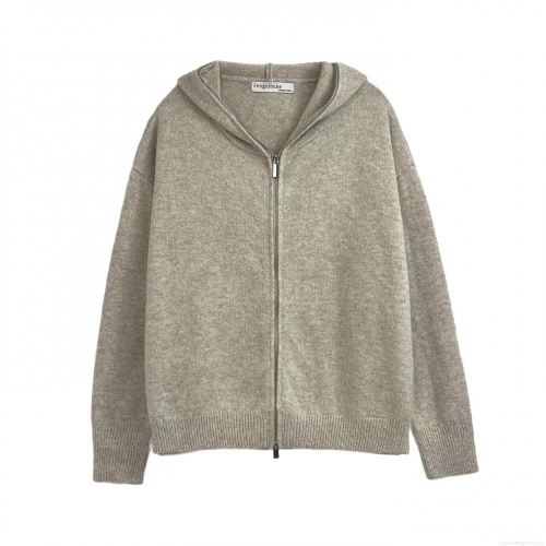 Women's Zip Up Hooded Knitted Cardigan Sweater Jacket Loose Long Sleeve Solid Color Casual Outerwear Polyester Acrylic Blend Streetwear Hoodies