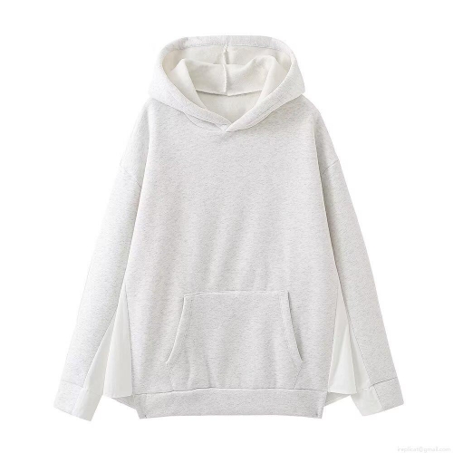 Women's Casual Loose Hooded Patchwork Sweatshirt Long Sleeve Oversized Pullover With Kangaroo Pocket Contrast Color Splicing Hoodie For Autumn Winter Women