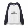 Women's Raglan Long Sleeve Sweatshirt Manhattan New York Coordinates Embroidery Cotton Blend Fleece Pullover Casual Loose American Streetwear Top