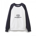 Women's Raglan Sleeve Sweatshirt Cotton Blend Fleece Lined Pullover Manhattan New York Embroidery Color Block Casual Streetwear Long Sleeve Top
