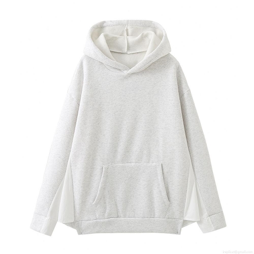 Women's Casual Polyester Color Block Hoodie Long Sleeve Stitching Pullover Sweatshirt With Kangaroo Pocket Hooded Top For Daily Streetwear
