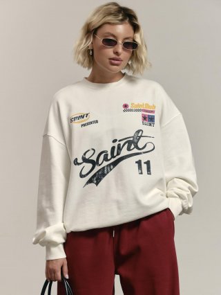 Women's Oversized American Streetwear Sweatshirt Cotton Blend Letter Printed Round Neck Long Sleeve Retro Casual Pullover Top