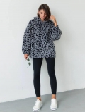 Women's Oversized Leopard Print Polar Fleece Hoodie 100% Cotton Long Sleeve Streetwear Sweatshirt Boyfriend Style Winter Pullover Jacket