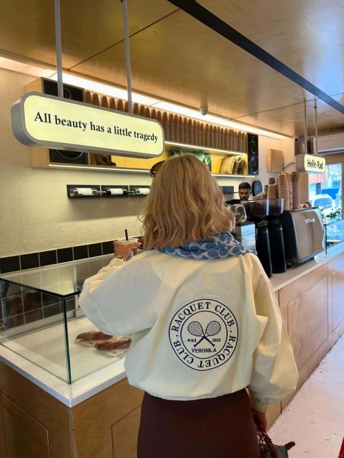 Women's 100% Cotton Zip Up Hoodie Tennis Club Embroidery Loose Fit Long Sleeve Jacket Streetwear Casual Outerwear For Autumn Winter Women