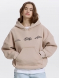Women's 100% Cotton Letter Print Hoodie Oversized Loose Fit Long Sleeve Sweatshirt With Kangaroo Pocket Casual Streetwear Autumn Winter Top