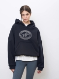Women's Oversized Hooded Sweatshirt 100% Cotton Letter Print Hoodie Streetwear American Retro Loose Fit Long Sleeve Pullover Autumn Winter Outerwear