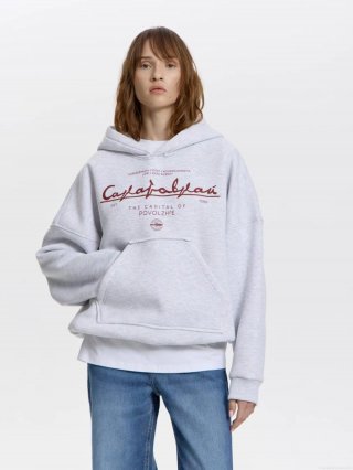 Women's Oversized 100% Cotton Hoodie Long Sleeve Sweatshirt With Big Pocket Letter Print Pullover Casual Streetwear Sporty Autumn Winter Top