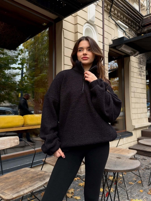 Women's 1/4 Zip Lamb Wool Pullover Sweatshirt Loose Casual Long Sleeve Fleece Jacket Lamb Wool Cotton Polyester Blend Warm Top Autumn Winter Streetwear