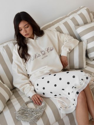 Women's Oversized Half Zip Sweatshirt Cotton Knit Long Sleeve Pullover Letter Print Preppy Street Style Casual Loose Vintage Aesthetic Top