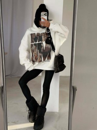 Women's Oversized Hooded Sweatshirt Vintage Graphic Art Print Cotton Blend Long Sleeve Pullover Streetwear Baggy Hoodie Top