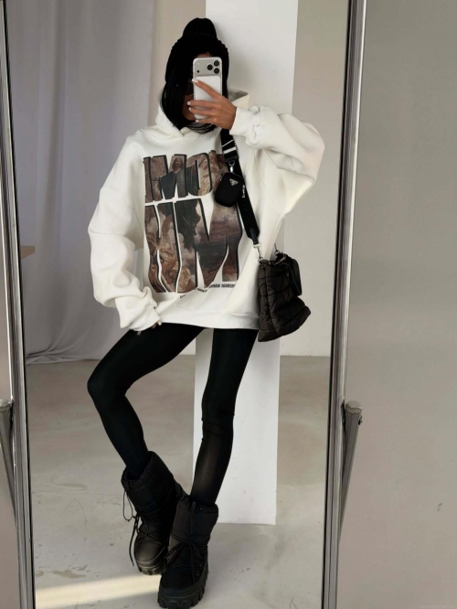 Women's Oversized Hooded Sweatshirt Vintage Graphic Art Print Cotton Blend Long Sleeve Pullover Streetwear Baggy Hoodie Top