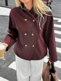 Women's Casual Double Breasted Jacket Fashion Streetwear Autumn Winter Long Sleeve Solid Color Polyester Outwear Coat For Vacation