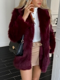 Women's Elegant Faux Fur Coat Winter Warm Mid-Length Thick Plush Jacket Lapel Collar Long Sleeve Solid Color Outwear For Ladies Daily Office Party