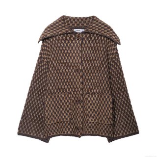 Women Vintage Geometric Knit Cardigan Jacket Polyester Loose Fit Lapel Single Breasted Button Sweater Coat For Autumn Winter Casual Daily Wear